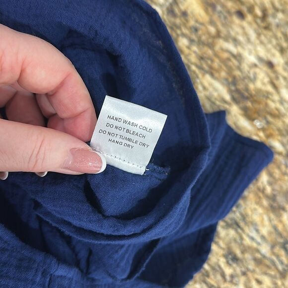 Veveret Blue Cotton Short Sleeve Button-Up Shirt Dress Size L - Picture 5 of 7